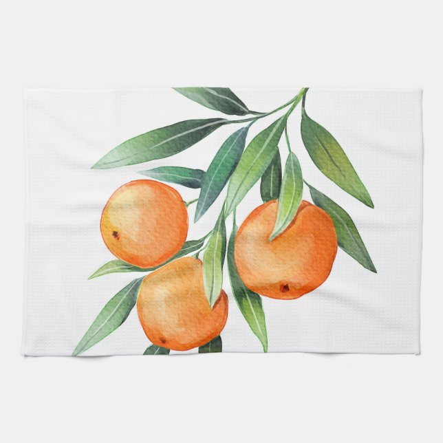 Paño De Cocina Frutas Naranjas acuáticas: Ramas aisladas. (Horizontal)