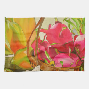 Paño De Cocina Frutas tropicales acuarela arte original todavía v
