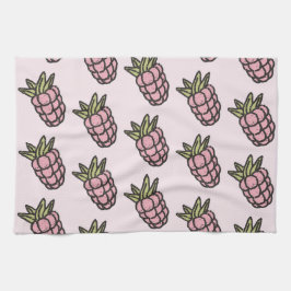 Paño De Cocina Frutas tropicales rosadas de piña verano botánico