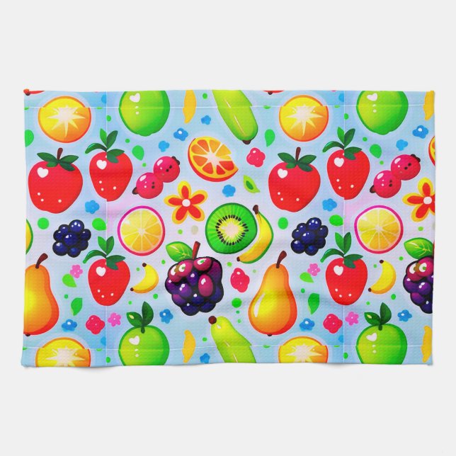 Paño De Cocina Frutas Tropicales Vibrantes (Horizontal)