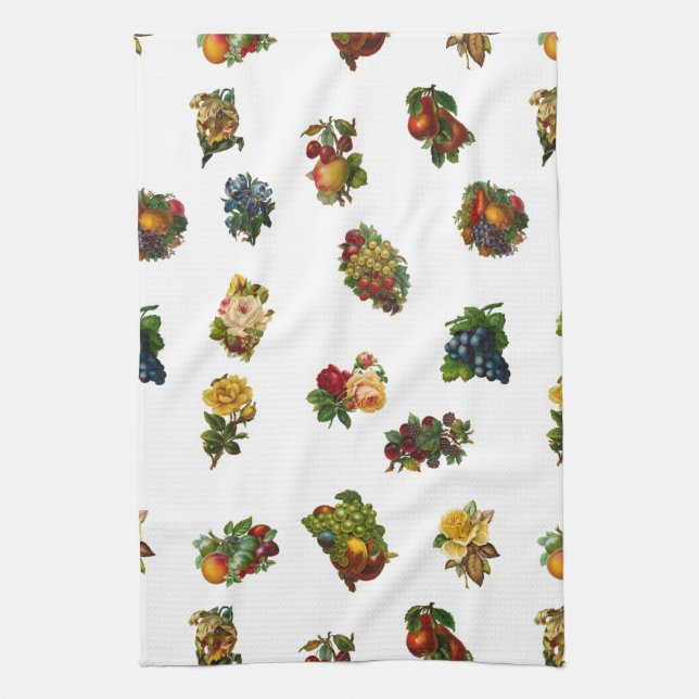 Paño De Cocina Frutas y flores de época (Vertical)