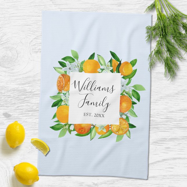 Paño De Cocina Frutas y flores naranjas Flores botánicas de veran (In situ)