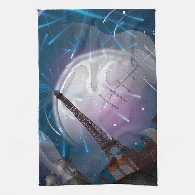 Paño De Cocina Fuegos artificiales de París (Vertical)