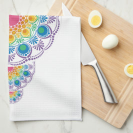 Paño De Cocina Fuente de arcoiris Floral Dot Ornamental Mandala