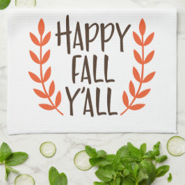 Paño De Cocina Fun Brown Naranja Happy Fall Leaf