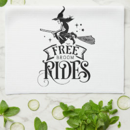 Paño De Cocina Fun Cute Witch Free Broom Rides Halloween