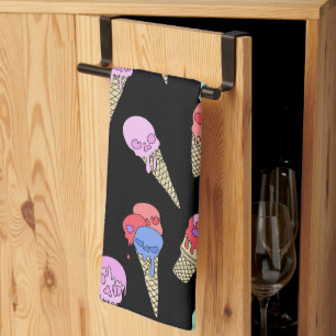Paño De Cocina Fun Melty Summer Gótico Skull Helado Crema pastel