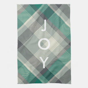 Paño De Cocina Fun moderno Gingham Plaid Feliz Navidad