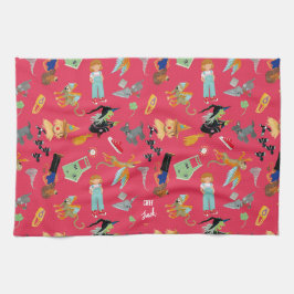 Paño De Cocina Fun Wizard of Oz on red children's design