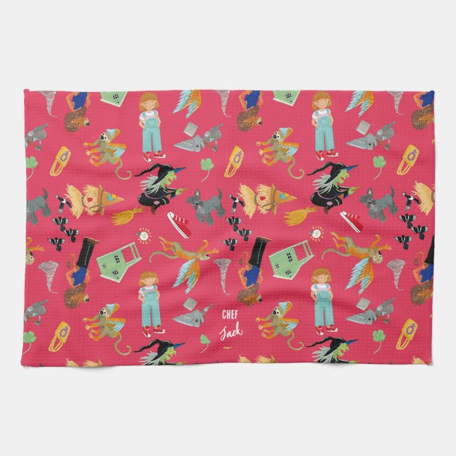 Paño De Cocina Fun Wizard of Oz on red children's design (Horizontal)