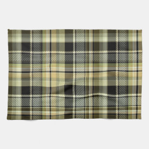 Paño De Cocina Funda tartán amarillo-marrón.