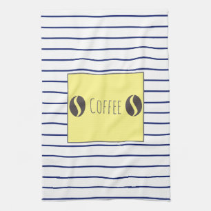 Paño De Cocina Funky Coffee Beans Blue White Stripes
