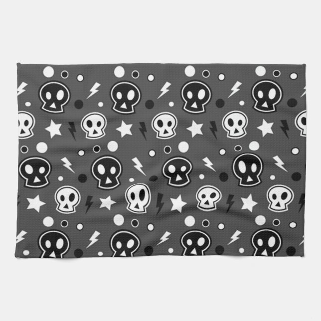Paño De Cocina Funky Dark Skull Pattern (Horizontal)