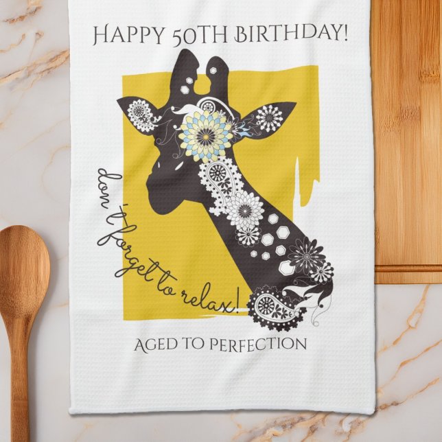 Paño De Cocina Funky Guay Giraffe Personalizado Divertido cumplea (Subido por el creador)
