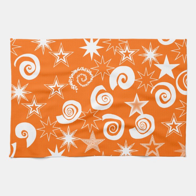 Paño De Cocina Funky Naranjas Stars and Swirls Fun Pattern Gifts (Horizontal)