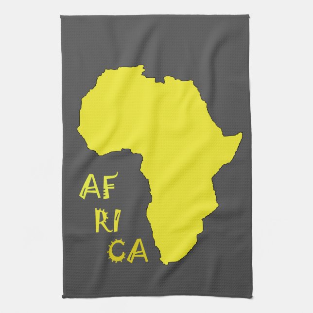 Paño De Cocina Funky Yellow Africa Africa Continente Map (Vertical)