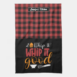 Paño De Cocina Funny Baker Pun Whip It Buen Patrón De Plata Rojo