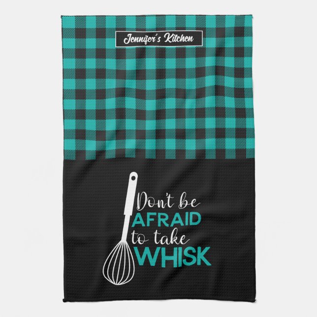 Paño De Cocina Funny Baking Pun Baker Take Whisk Plaid Pattern (Vertical)