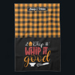 Paño De Cocina Funny Baking Pun Whip It Good Yellow Plaid Pattern<br><div class="desc">Comida divertida y fresca para hacer la cocina más divertida. Regalo personalizado para la familia y amigos que aman cocinar, cocinar y probar una nueva receta en la cocina. Personalizar la redacción para que se ajuste a su ocasión. Puede utilizar la Herramienta de diseño para cambiar aún más el tipo...</div>