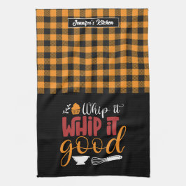 Paño De Cocina Funny Baking Pun Whip It Good Yellow Plaid Pattern