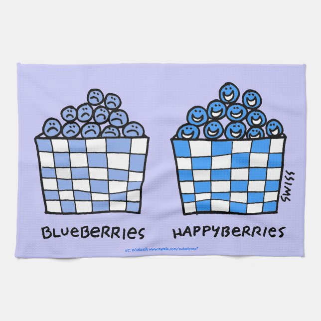Paño De Cocina Funny Blueberries Personalizado Art Blueberry Kitc (Horizontal)