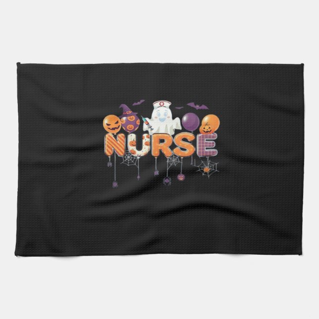 Paño De Cocina funny cartoon ghost nurse - Hot Nurse Halloween Ou (Horizontal)