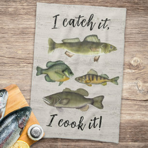 Paño De Cocina Funny Chef Fisherman Fish Catch Simple Wildlife