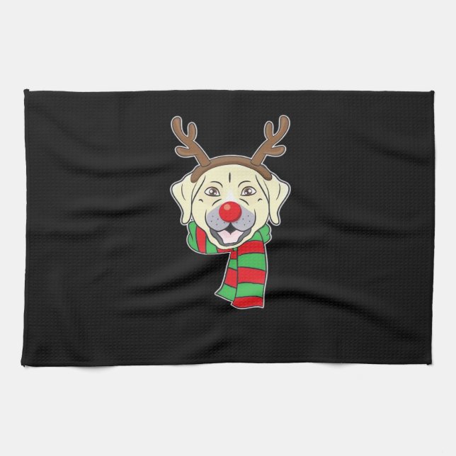 Paño De Cocina Funny Christmas Dog Xmas Reindeer Labrador Holiday (Horizontal)