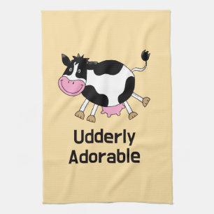 Paño De Cocina Funny Cute Cow Pun Personalizado Diseño