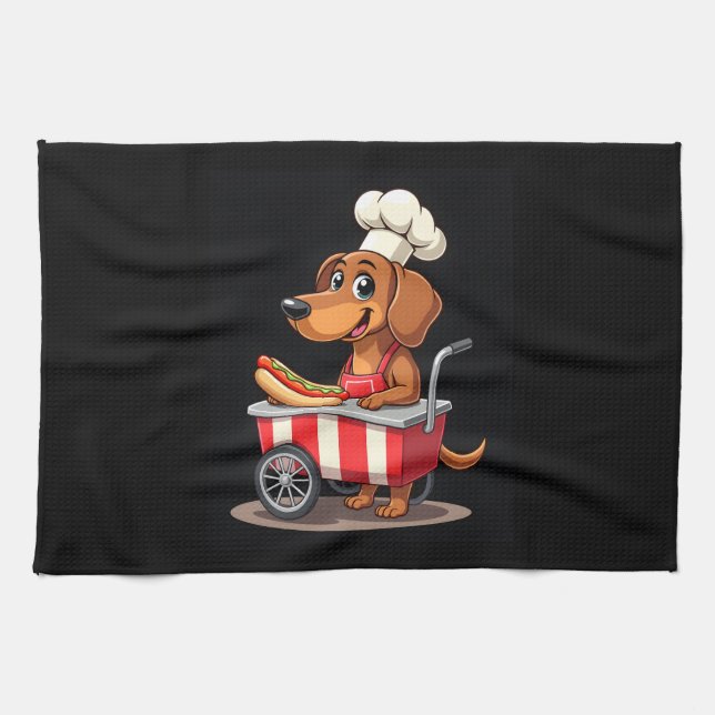 Paño De Cocina Funny Dachshund Dog Hotdog Sandwich Weenie Sausage (Horizontal)