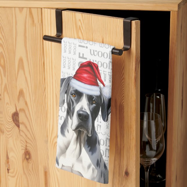 Paño De Cocina Funny Dog Lover Holiday Great Dane Navidades (Pliegue de tercios)