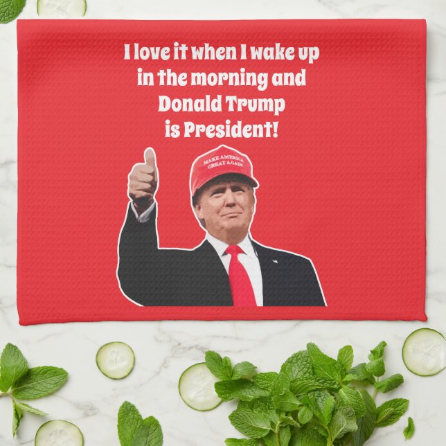 Paño De Cocina Funny Donald Trump me encanta el 47° presidente (Doblado)