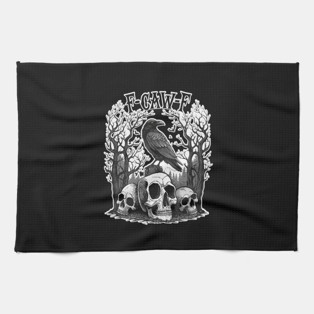 Paño De Cocina Funny F Caw F Raven Halloween (Horizontal)