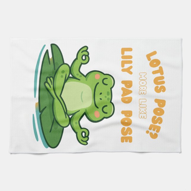 Paño De Cocina Funny Frog Yoga Personalizado Lotus Lily Pad Pose  (Horizontal)