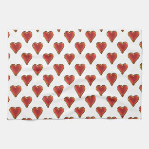 Paño De Cocina Funny Heart Pattern oro rojo + tu trasero. y texto