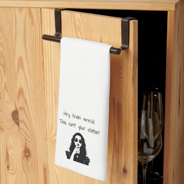 Paño De Cocina Funny Hey, Train Wreck This Isn't Your Station  (Pliegue de tercios)