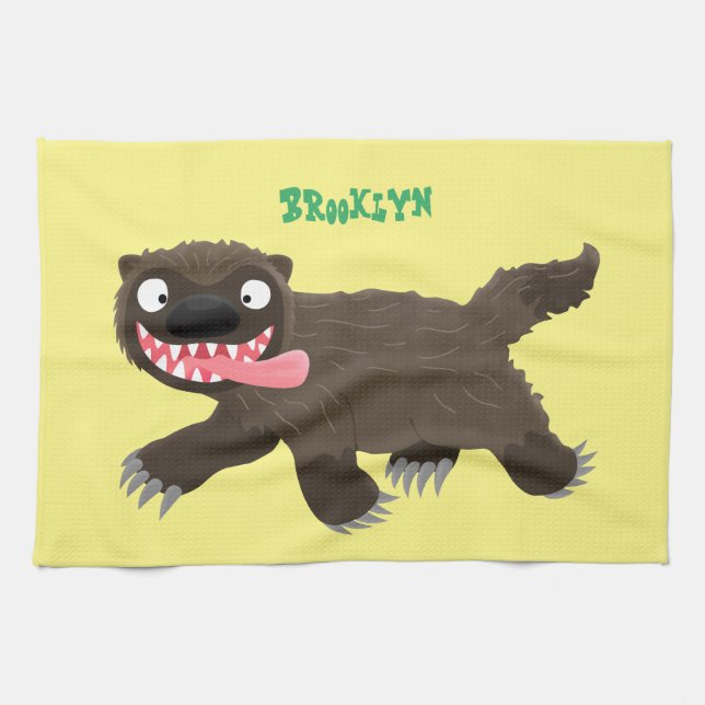Paño De Cocina Funny hungry wolverine animal cartoon (Horizontal)