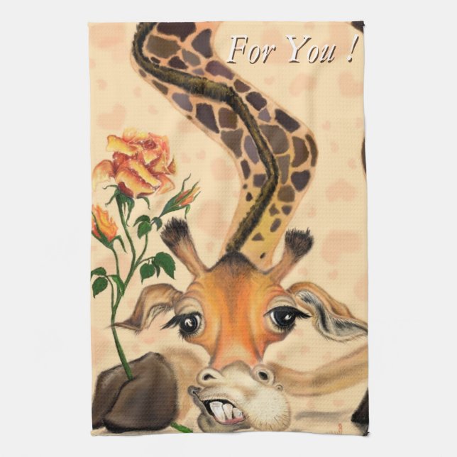 Paño De Cocina Funny Kitchen Towel Romantic Giraffe - Caballero (Vertical)