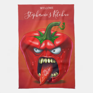 Paño De Cocina Funny Monster Red Bell Pepper Rocker