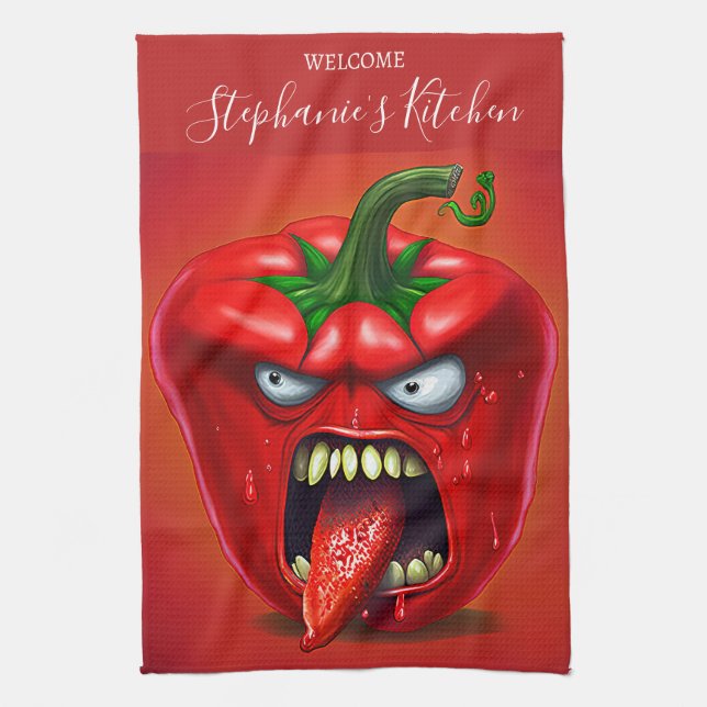 Paño De Cocina Funny Monster Red Bell Pepper Rocker (Vertical)