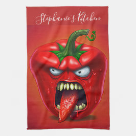 Paño De Cocina Funny Monster Red Bell Pepper Rocker