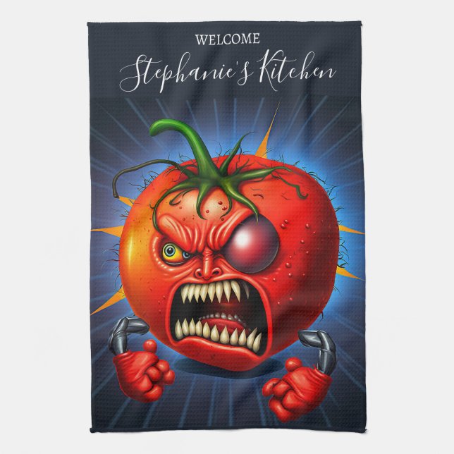 Paño De Cocina Funny Monster Red Tomato Boxer (Vertical)