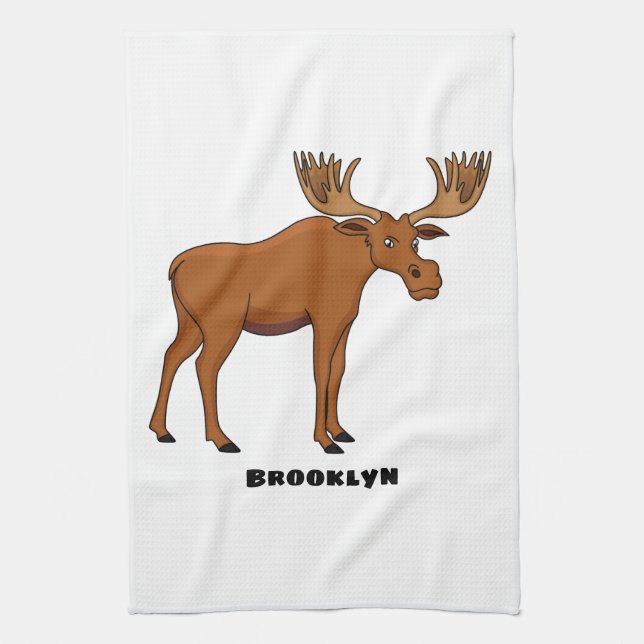 Paño De Cocina Funny moose cartoon illustration (Vertical)