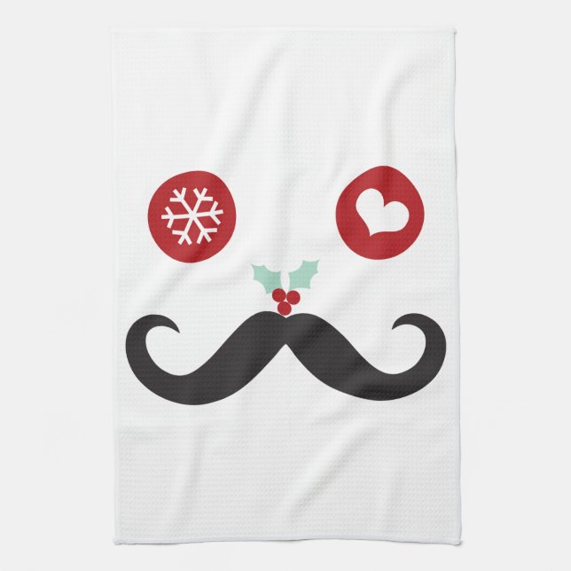 Paño De Cocina Funny Mustache se enfrenta a vacaciones de Navidad (Vertical)