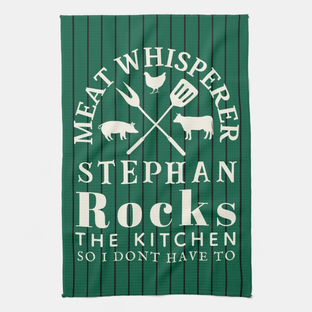 Paño De Cocina Funny personalized Kitchen Meat Whisperer Green (Vertical)