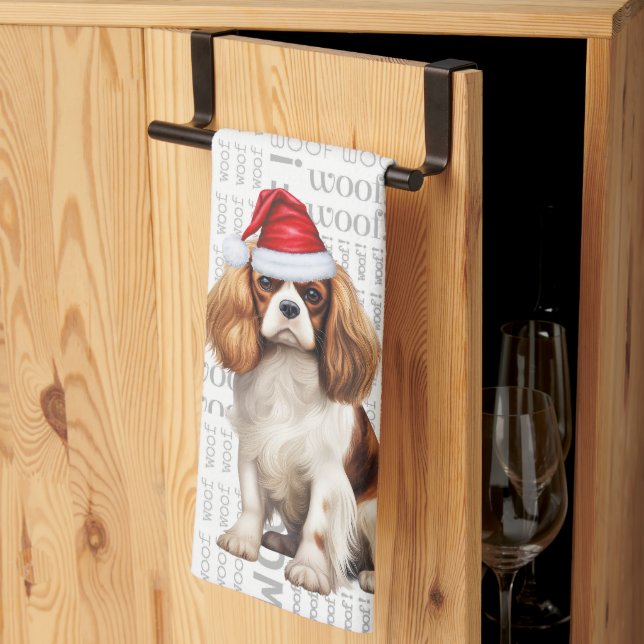 Paño De Cocina Funny Pet Lover Holiday Cavalier Navidades español (Pliegue de tercios)