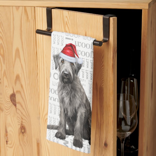 Paño De Cocina Funny Pet Lover Holiday Wolfhound Dog Christmas (Pliegue de tercios)