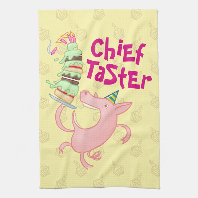 Paño De Cocina Funny Pig Chief Taster Giant Sponge Cake Personali (Vertical)