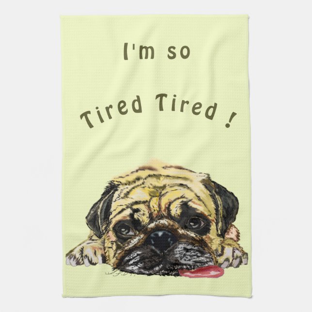 Paño De Cocina Funny Pug Dog Kitchen Towel - Custom Text (Vertical)
