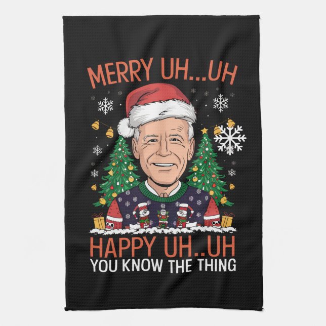 Paño De Cocina Funny Santa Joe Biden Merry Uh Navidades Ugly (Vertical)